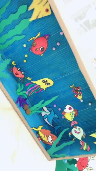 会动的鱼🐟,卡纸 旧纸箱,