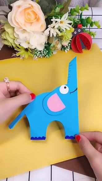 #这个夏浪上天 手工折纸大象🐘,亲子Diy,幼儿手工