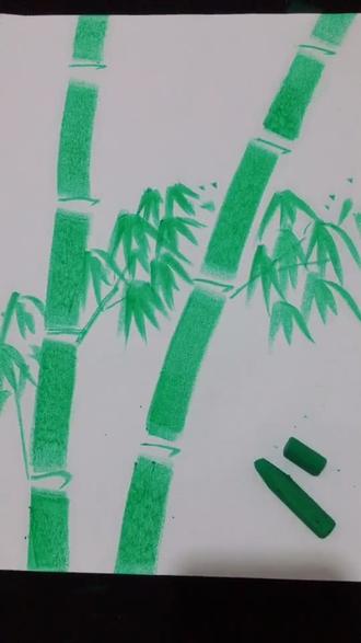 一分钟一支油画棒,教你画竹子!你学会了吗?❤️❤️