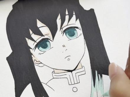 鬼灭拿下的第三个角色:时透无一郎!无一郎的无是无限的无!! #时透无一郎 #鬼灭之刃 #丙烯马克笔绘画 #你发图我来画#歌马可换墨丙烯马克笔