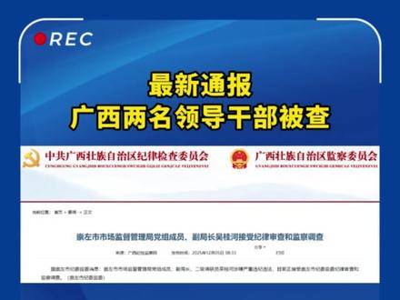 涉嫌严重违纪违法,广西两名领导干部被查!