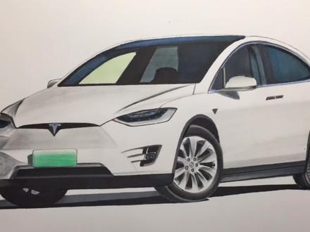 手绘特斯拉电动汽车,喜欢吗#马克笔手绘 #特斯拉 #画车 #电动汽车 #抖音汽车