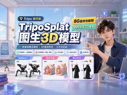 AI再降门槛!TripoSplat图生3D超好用 ComfyUI TripoSplat模型全方位实测,3D建模再一次降低配置,低显存可用!#ComfyUI #AI建模 #3D建模 #AI #图生3D