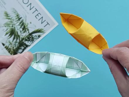 乌篷船折纸教程,简单折法不用胶水粘