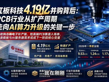 收购志浩电子补产能、抢高端PCB赛道入场券,类载板与AI服务器需求或成下一阶段核心变量#红板科技 #印制电路板#人工智能