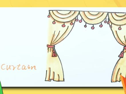 窗帘的英语是curtain!#每天进步一点点 #简笔画