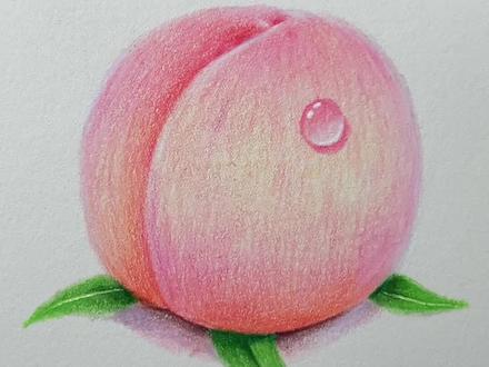 这么简单的彩铅桃子画法,真的不一起试试吗?#艺术 #画画 #彩铅