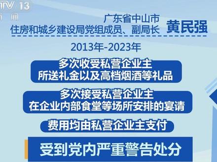 广东省中山市住房和城乡建设局副局长黄民强 党内严重警告