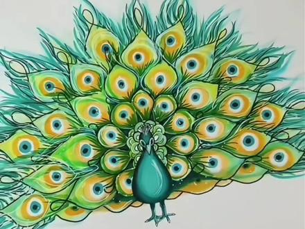 如何画一只:漂亮的孔雀🦚?#跟着抖音学画画 #绘画#艺术在抖音 #孔雀 #艺术