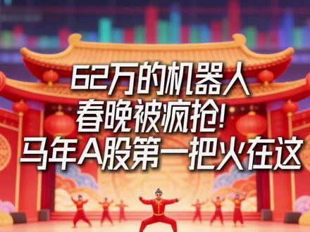 62万的机器人,春晚被疯抢! 马年A股第一把火在这 #财经 #股票 #春节 #机器人 #股市