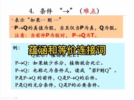 离散数学第一章(4):蕴涵和等价连接词