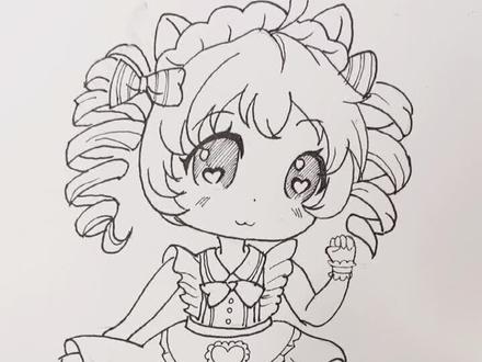 周末到啦,来画个甜甜蜜蜜的卷发女孩,代表我爱你的心情😉🌸#画画 #q版 #画画教程 #画渣日常 @抖音小助