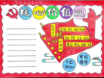 社会主义核心价值观手抄报怎么画?教你用尺子画#手抄报教程 #手抄报简单 #小学生手抄报 #手抄报作业 @创作灵感小助手 @抖音青少年