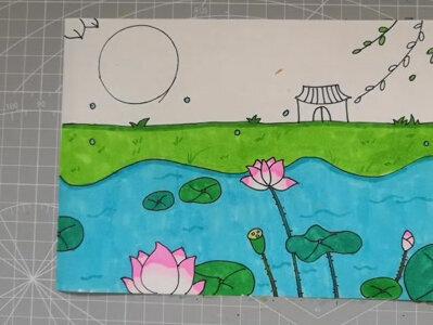 儿童简笔画手抄报晓出净慈寺送林子方 #简笔画 #儿童画 #手抄报 #诗配画