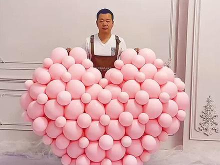 大型立体爱心教程,你们学会了吗#气球花艺培训