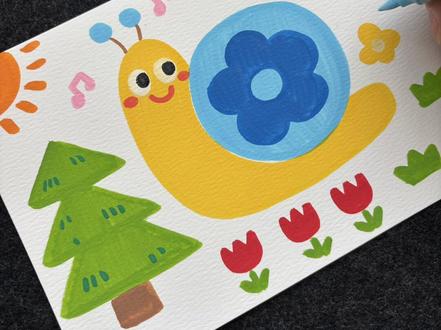 简笔画教程 | 彩色蜗牛 #儿童简笔画绘画教程 #丙烯马克笔#简笔画教程#儿童画#跟着抖音学画画