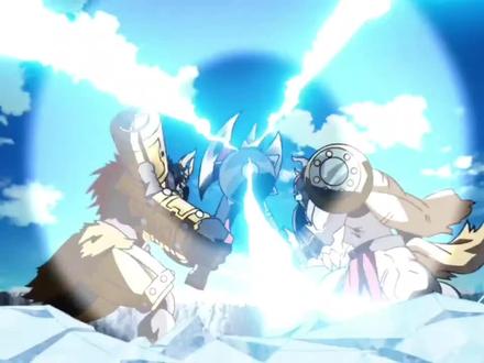 #粤语动漫 奥列兽VS维京毛人兽,究极体的战斗