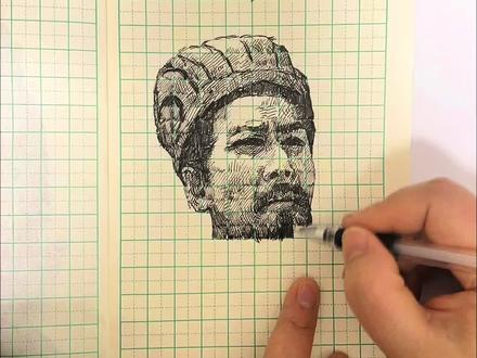水性笔+田字本=诸葛亮?????? #画画 #手绘 #水性笔画画#三国演义 #诸葛亮