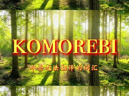 Komorebi,在博大精深的汉语中,找到一个有同样意境和画面感的词来翻译应该不难,你的答案呢?
@南国知语 @DOU+小助手
#翻译 #深圳翻译 #日语 #语言学 #语言 #外语 #译神