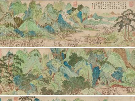 明代画家仇英笔下的《桃花源图》,以大青绿重色绘制,群山延绵,流水潺潺,树木苍翠,在此优雅僻静之地,房屋亭台修建考究,雅士、文人到此观景隐居,生活自由自在,实乃是陶渊明笔下的桃花源,人间仙境也!#传统文化 #书画收藏 #名画欣赏 #书画艺术 #仇英