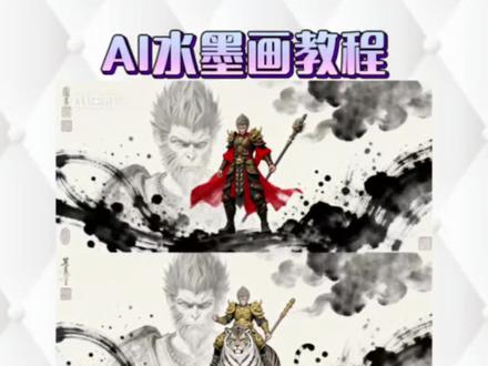 水墨三拼,世界上有三个我AI水墨画教程!#世界上有三个我#这个世界有三个我#这个世界有三个我制作教程#剪映图片设计#水墨画