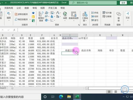 EXCEL中FILTER函数在WPS中的使用方法 #EXCEL函数 #EXCEL公式 #办公自动化 #高效办公