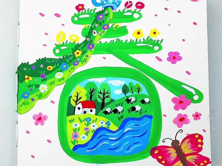 春字创意绘画 超级有创意的汉子春创意绘画,带孩子感受一下春天的五彩缤纷吧#儿童画 #简笔画 #春天主题画 #春天的色彩 #恩米丙烯马克笔
