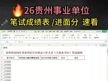 26贵州事业单位笔试成绩已出🔥进面分速看!
#贵州事业单位联考 #贵州事业单位 #事业单位 #事业单位考试 #考公考编