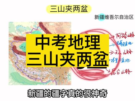 中考地理:“三山夹两盆”的简单记忆方法#地理 #中考地理 #生地会考 #新疆 #三山夹两盆