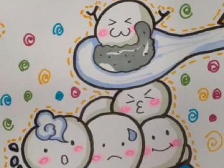 元宵佳节吃汤圆宝宝#儿童画创意画 #马克笔手绘 #手绘教程