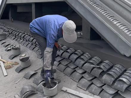 现场手工制作屋脊甘蔗脊手工戗角完成#农村自建房 #苏式建筑 #中式庭院 #戗角#甘蔗脊