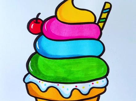 简笔画冰淇淋#一起学画画 #跟着抖音学画画 #儿童简笔画