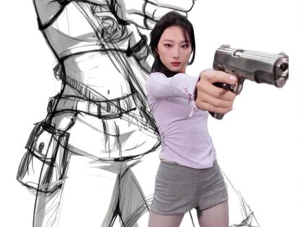 刷到超飒的动捕小姐姐! 那就参考小姐姐画一张帅帅的动作练习吧!#动作练习 #ipad画画 #绘画 #动作速写 #人体动态练习