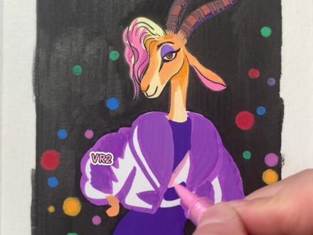 手绘“夏奇羊”,一起画画吧 绘画工具:恩米丙烯马克笔,恩米丙烯马克笔专用纸,美纹纸,勾线笔 #丙烯马克笔 #绘画教程 #艺术在抖音 #画出你的动物城朋友 #画画