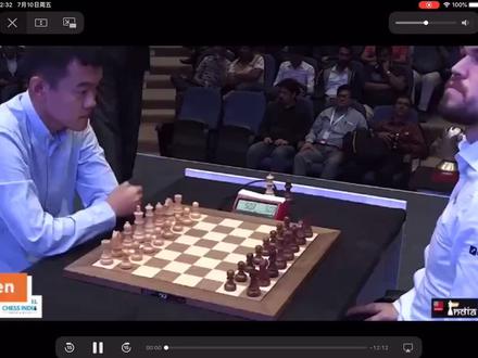 2019印度塔塔国际象棋赛,丁立人执白对卡尔森5+2快棋(添加动态棋盘)