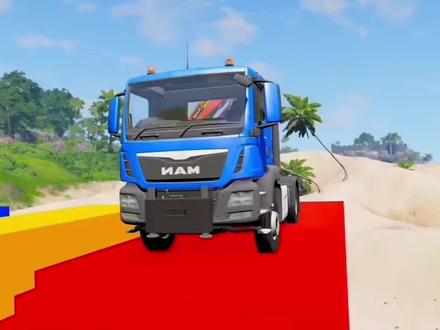 蓝色救援吊车从高台上面冲了下来 #小汽车动画 #工程车动画 #工程车动画片大全 #儿童汽车动画 #工程车玩具动画