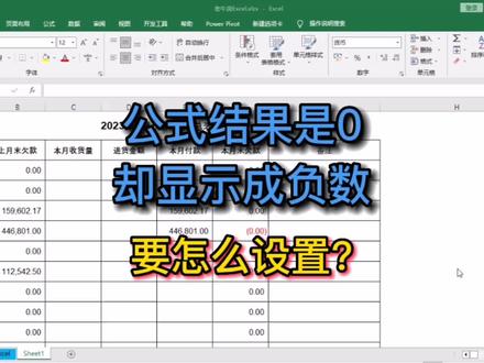 公式结果是0,却显示成负数,要怎么设置? #excel技巧 #老牛说excel