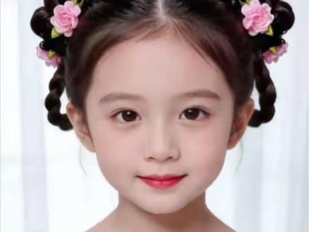 春日唯美古风丸子头发型#生女儿就是用来打扮的#儿童编发#小辫小辫扎起来 #春日发型