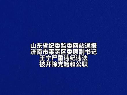济南市莱芜区委原副书记王宁被开除党籍和公职#违纪违法