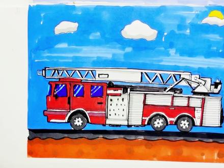 跟着视频学画消防云梯车 #画画像吃饭一样简单 #画消防车简笔画 #儿童简笔画 #画车 #画消防云梯车 #消防车动画 #消防车 #画画其实很简单 #画画 #画渣本渣