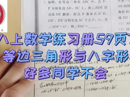 八上数学练习册59页7
等边三角形与八字形
好多同学不会 #初中数学 #数学思维 #思维训练