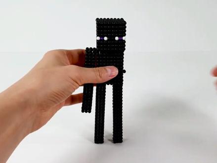 我用弹珠做了一个末影人来看看像不像