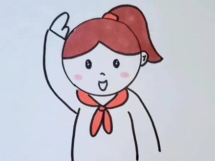 一起来画给国旗敬礼的小女孩!#国庆 #创作灵感 #爱国主题绘画