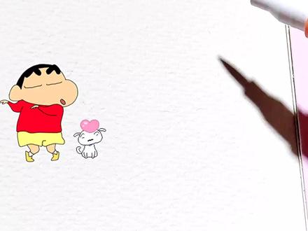 蜡笔小新简笔画教程新鲜出炉! #简笔画 #画画 #丙烯马克笔 #蜡笔小新 #简笔画教程
