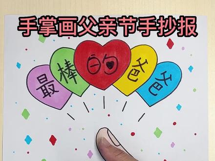 超简单的父亲节手抄报,画一幅送给最棒的爸爸!#父亲节创意照预备起来 #简笔画 #手抄报 #手掌画