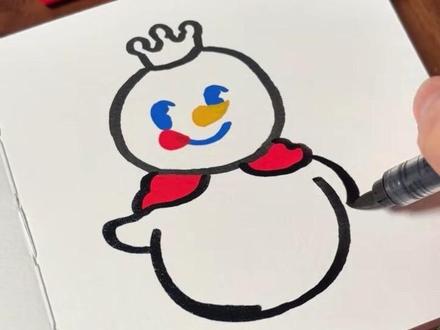 画雪王也没有那么难嘛~ #画画 #丙烯马克笔 #蜜雪冰城 #简笔画 #雪王