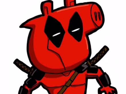 给表妹画的小猪佩奇版的死侍#手绘 #画画 下期画钢铁侠!