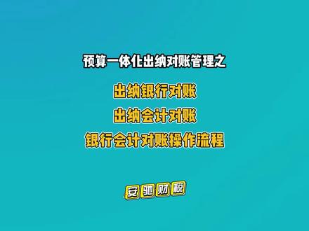 预算一体化出纳对账管理之出纳银行对账、出纳会计对账、银行会计对账操作流程#财务 #知识分享 #预算管理一体化