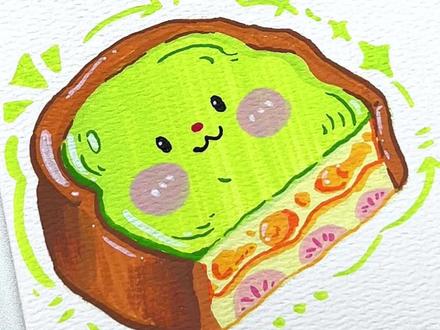 一分钟学会画可爱抹茶面包简笔画~#丙烯马克笔 #丙烯马克笔绘画 #绘画教程 #简笔画 #简笔画教程