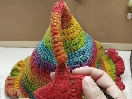 精灵帽子五角星钩织教程#钩织教程 #毛线帽